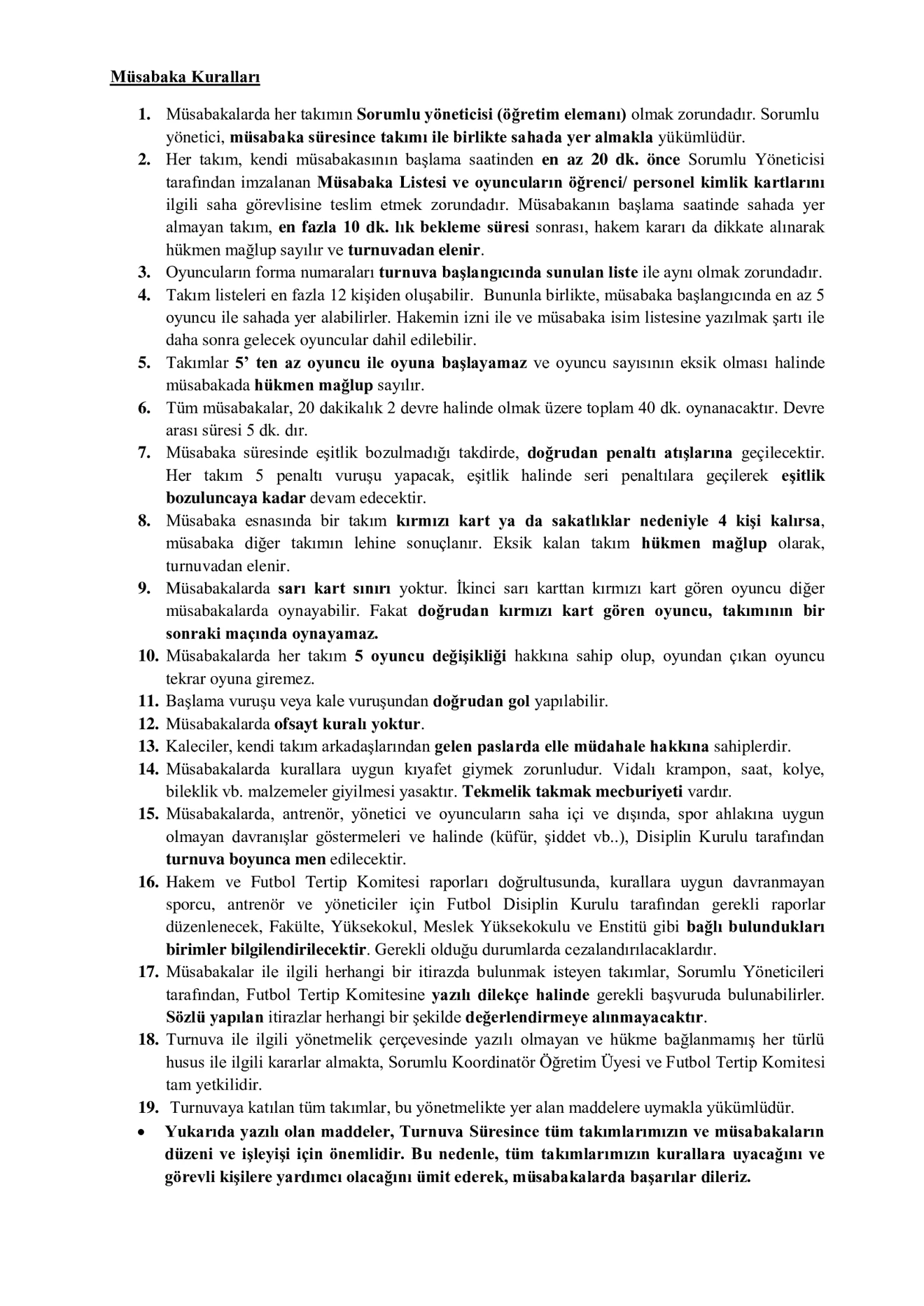28. Spor Şenlikleri Oyun Kuralları